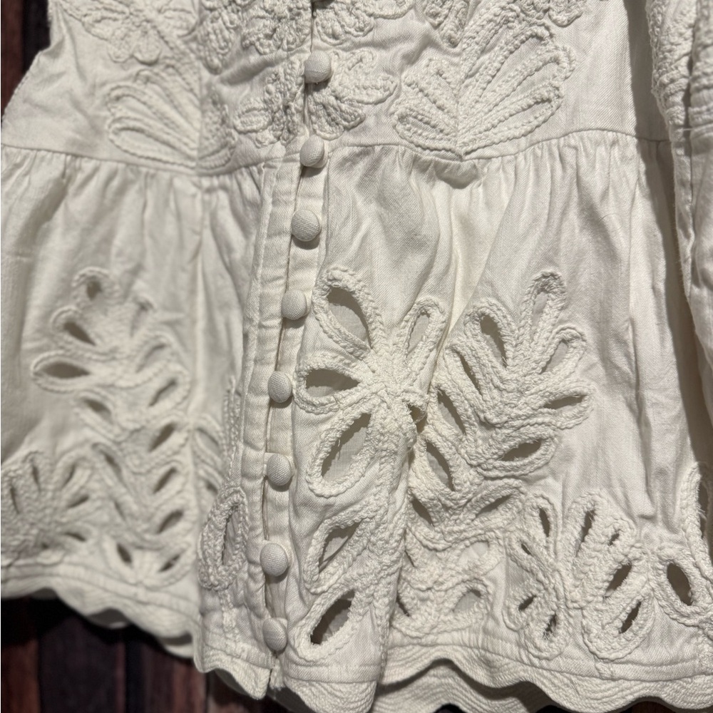 Anthropologie Drop Waist Eyelet Mini Skirt - Picture 5 of 7